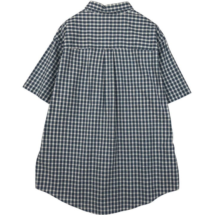 Ralph Lauren CHAPS Easy Care Short-Sleeve Button-Down Check Shirt, Men's Size XL (approx.) cotton blue type Vintage Second Hand