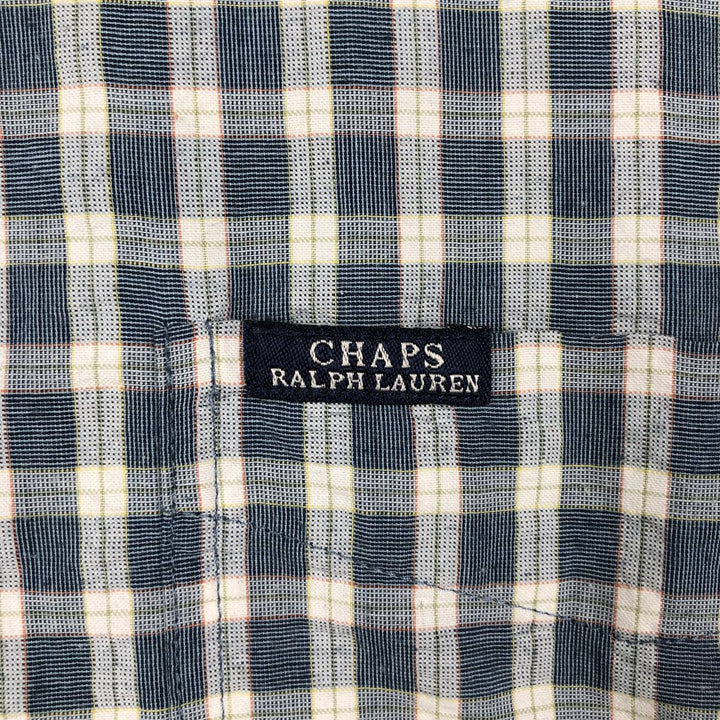 Ralph Lauren CHAPS Easy Care Short-Sleeve Button-Down Check Shirt, Men's Size XL (approx.) cotton blue type Vintage Second Hand