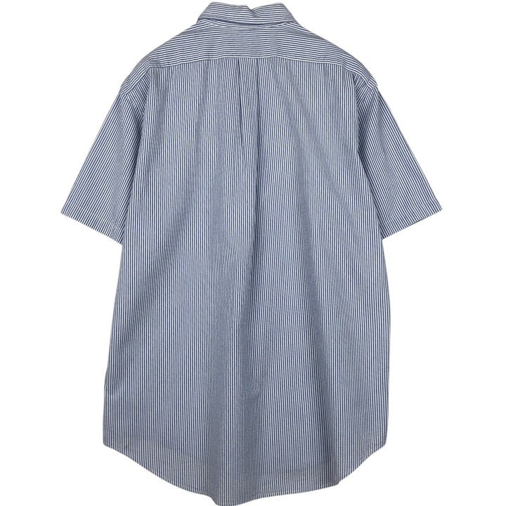 Ralph Lauren CLASSIC FIT Seersucker Short-Sleeve Button-Down Striped Shirt, Men's Size L (approx.) cotton blue type Vintage Second Hand