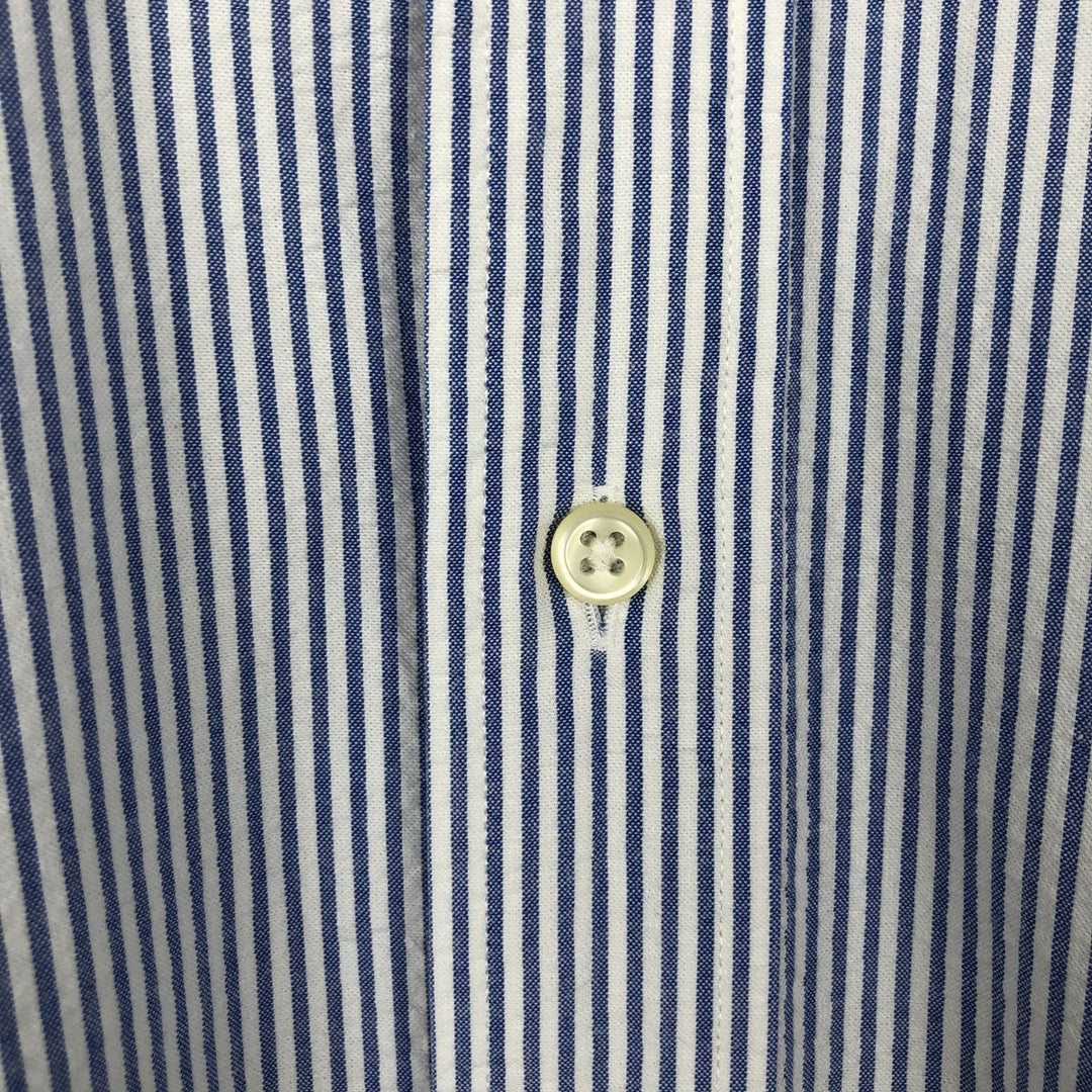 Ralph Lauren CLASSIC FIT Seersucker Short-Sleeve Button-Down Striped Shirt, Men's Size L (approx.) cotton blue type Vintage Second Hand