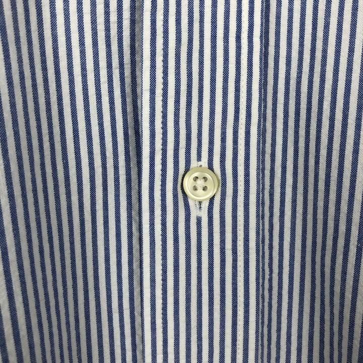 Ralph Lauren CLASSIC FIT Seersucker Short-Sleeve Button-Down Striped Shirt, Men's Size L (approx.) cotton blue type Vintage Second Hand