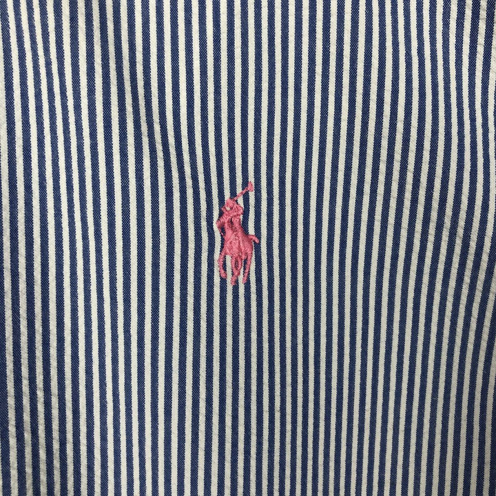 Ralph Lauren Seersucker Short Sleeve Button-Down Striped Shirt, Men's Size L cotton blue type Vintage Second Hand