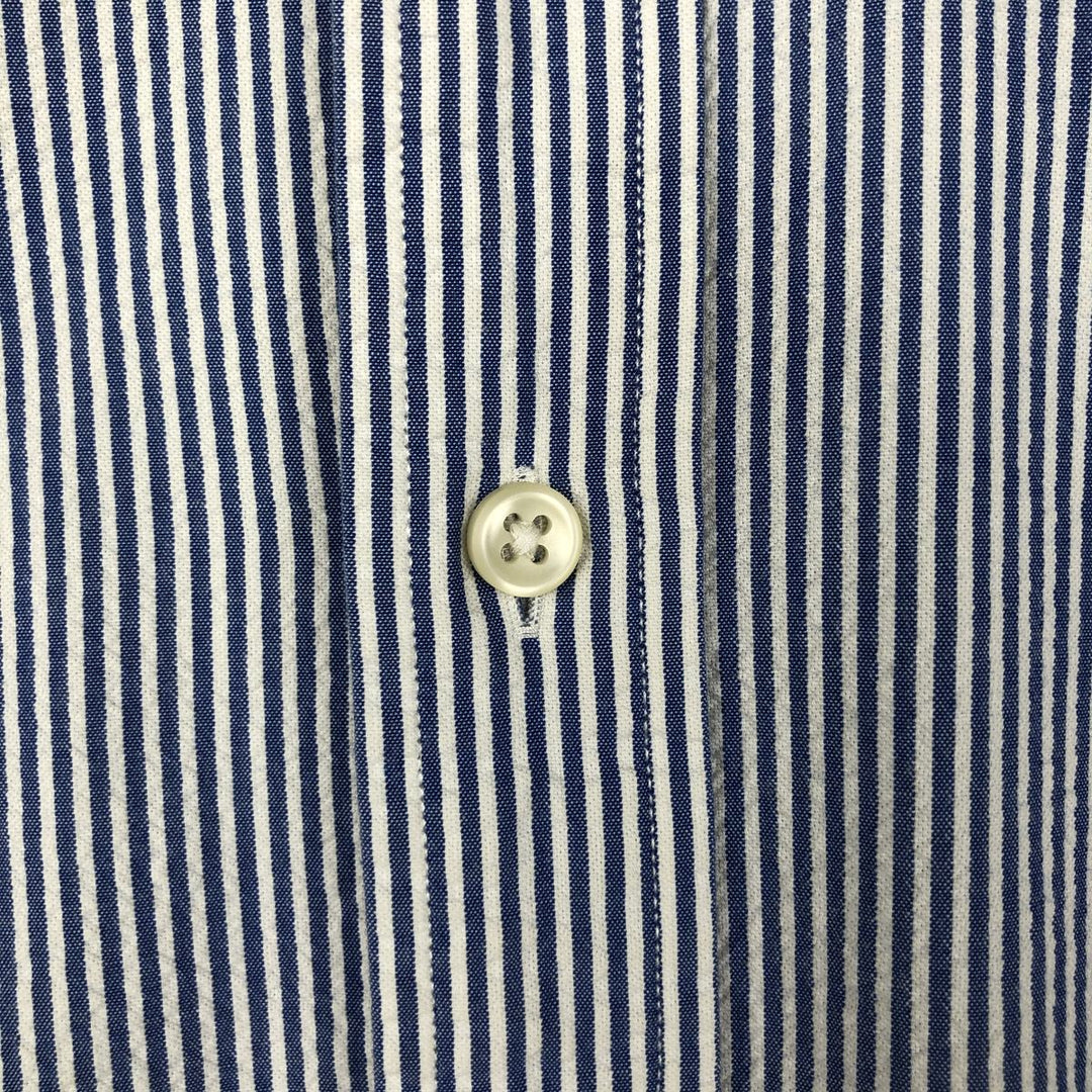 Ralph Lauren Seersucker Short Sleeve Button-Down Striped Shirt, Men's Size L cotton blue type Vintage Second Hand