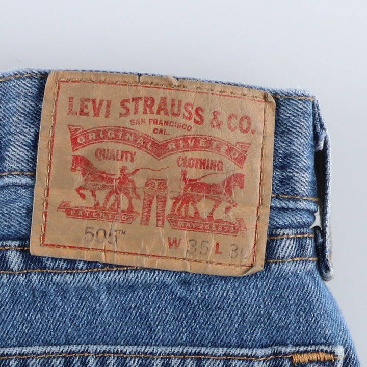 Levi's 505 tapered denim pants for men, size w36 cotton blue type Vintage Second Hand