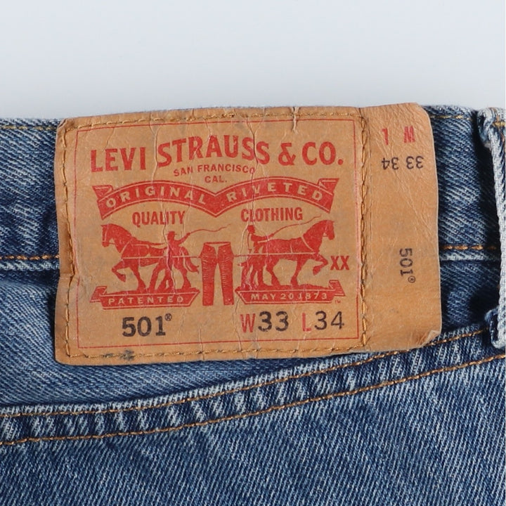 Levi's 501 straight denim pants for men, size W34 cotton blue type Vintage Second Hand