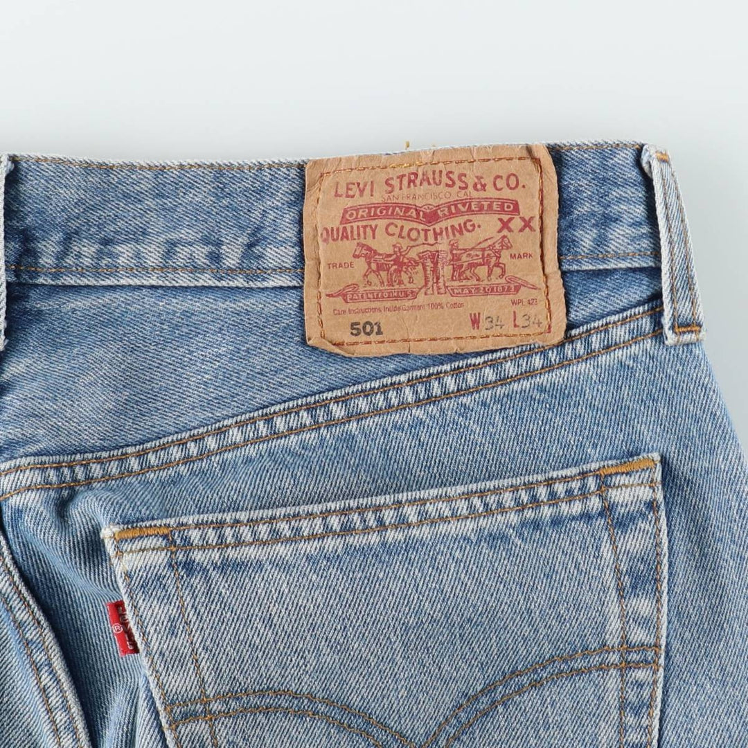 90'S Levi's 501-0114 Euro model straight denim pants made in the UK, men's w33 equivalent, vintage cotton blue type Vintage Second Hand