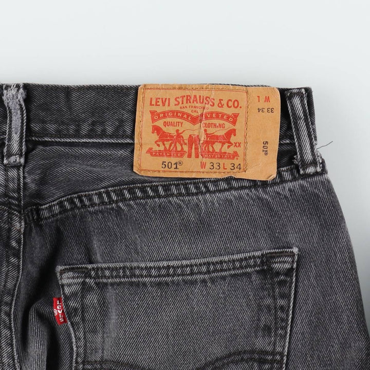 Levi's 501 Black Denim Straight Denim Pants for Men, W34 equivalent cotton black type Vintage Second Hand