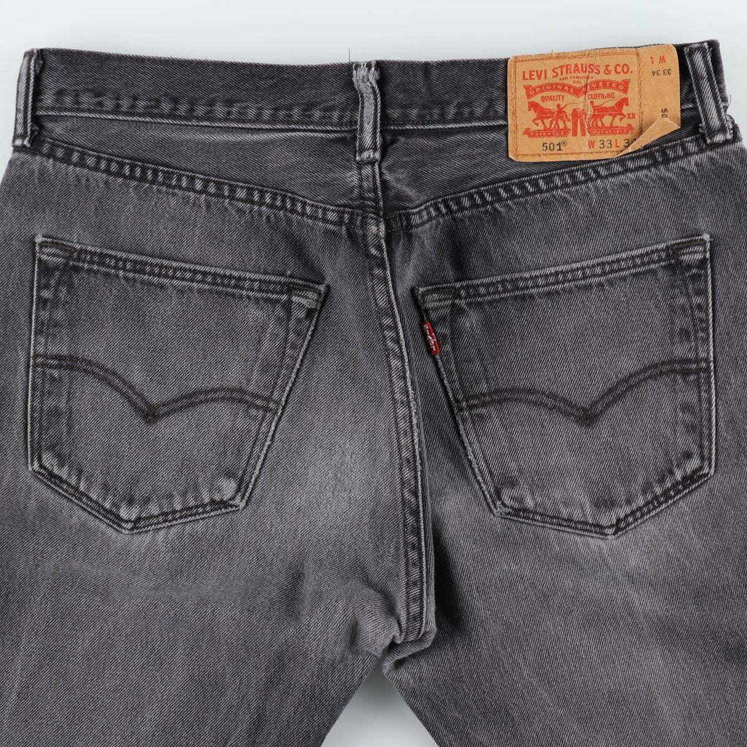 Levi's 501 Black Denim Straight Denim Pants for Men, W34 equivalent cotton black type Vintage Second Hand