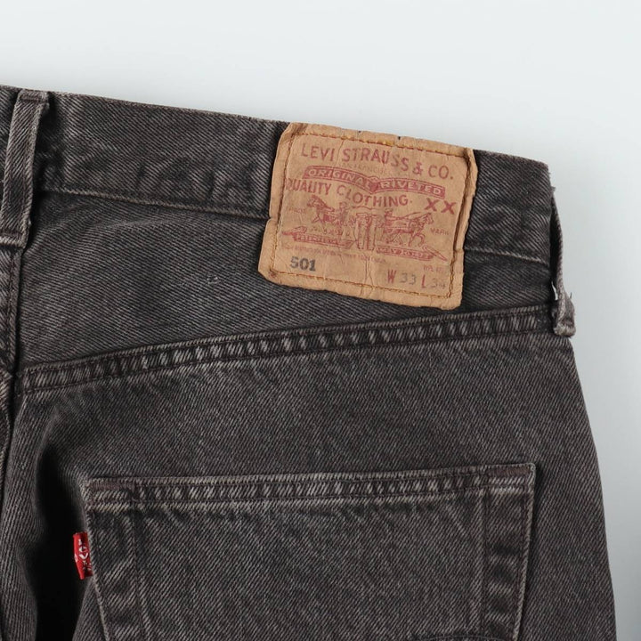 1990'S Levi's 501-0145 Black Denim Straight Leg Jeans, Men's Size W33 (approx.), Vintage cotton black type Vintage Second Hand