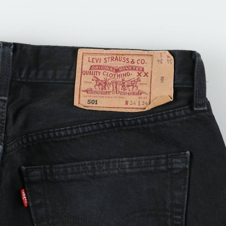 1990'S Levi's 501-0165 Black Denim Straight Leg Jeans, Men's Size W33 (approx.), Vintage cotton black type Vintage Second Hand