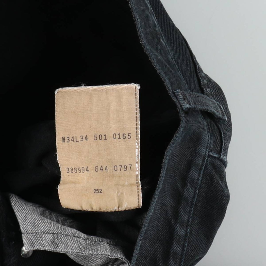 1990'S Levi's 501-0165 Black Denim Straight Leg Jeans, Men's Size W33 (approx.), Vintage cotton black type Vintage Second Hand