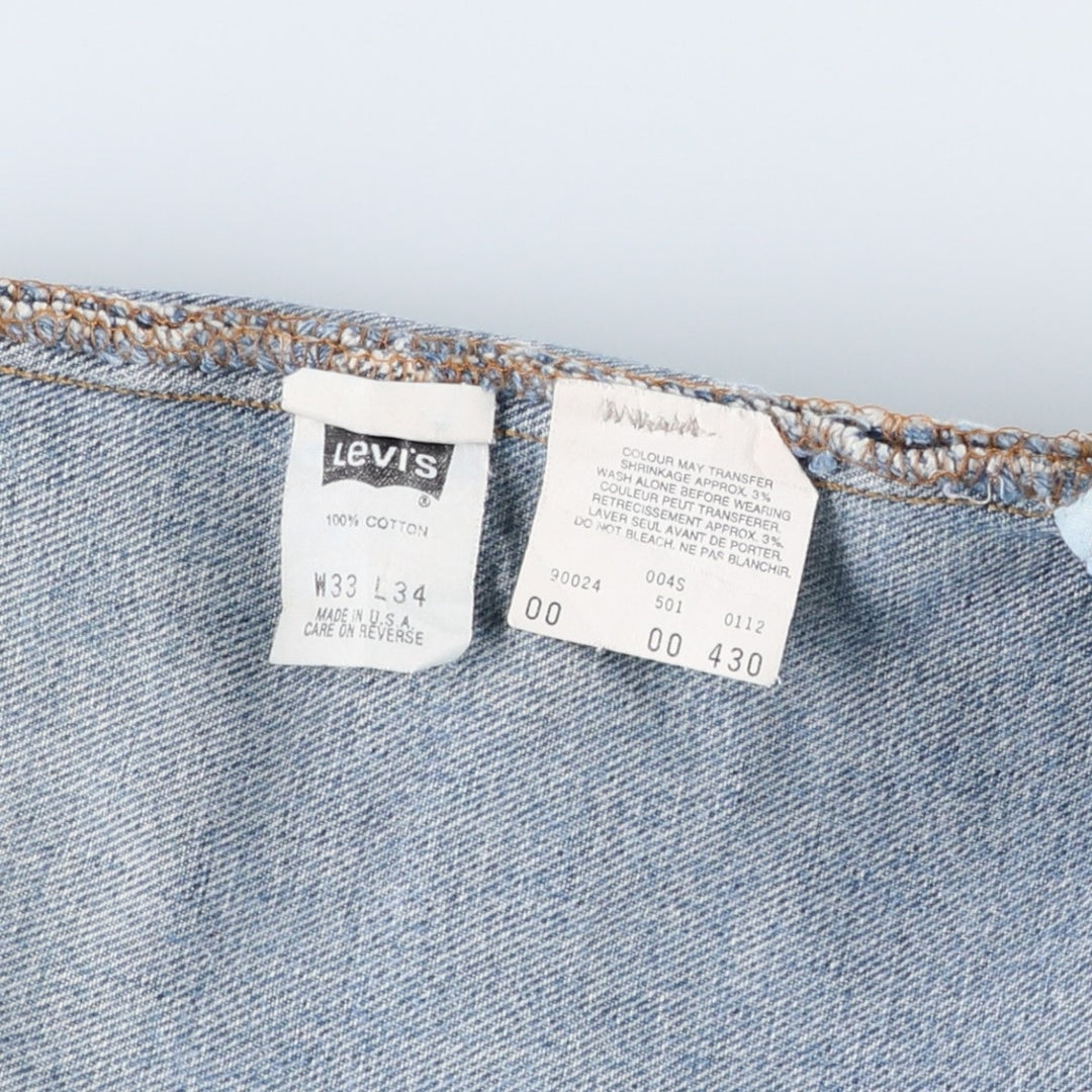 1990'S Levi's 501-0191 Straight Denim Pants, Made in USA, Men's Size W31 (approx.), Vintage cotton blue type Vintage Second Hand