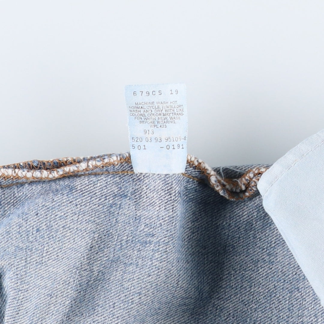 90'S Levi's 501-0191 Straight Denim Pants Made in USA Men's W29 Vintage cotton Blue type light blue Vintage Second Hand
