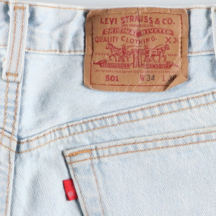 1990'S Levi's 501-0134 Straight Denim Pants, Made in USA, Men's Size W33 (approx.), Vintage cotton Blue type light blue Vintage Second Hand