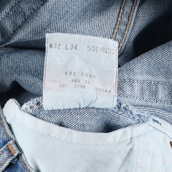 90'S Levi's 501-0193 Straight Denim Pants Made in USA Men's W31 Vintage cotton blue type Vintage Second Hand