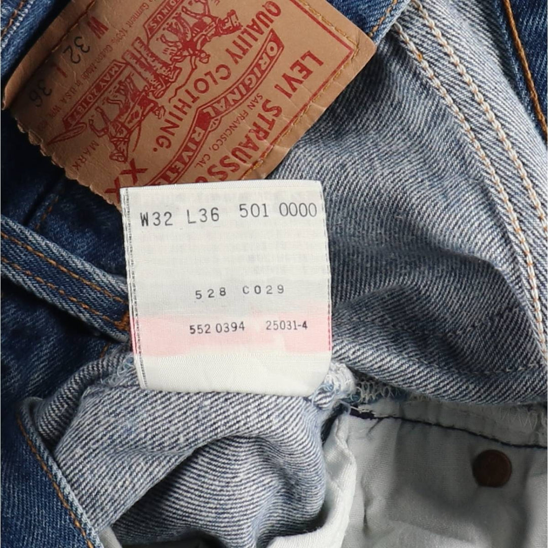 90'S Levi's 501-0000 Straight Denim Pants Made in USA Men's W30 Vintage cotton blue type Vintage Second Hand