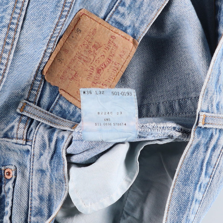 90'S Levi's 501-0193 Straight Denim Pants, Made in USA, Men's, Size 35, Vintage cotton Blue type light blue Vintage Second Hand