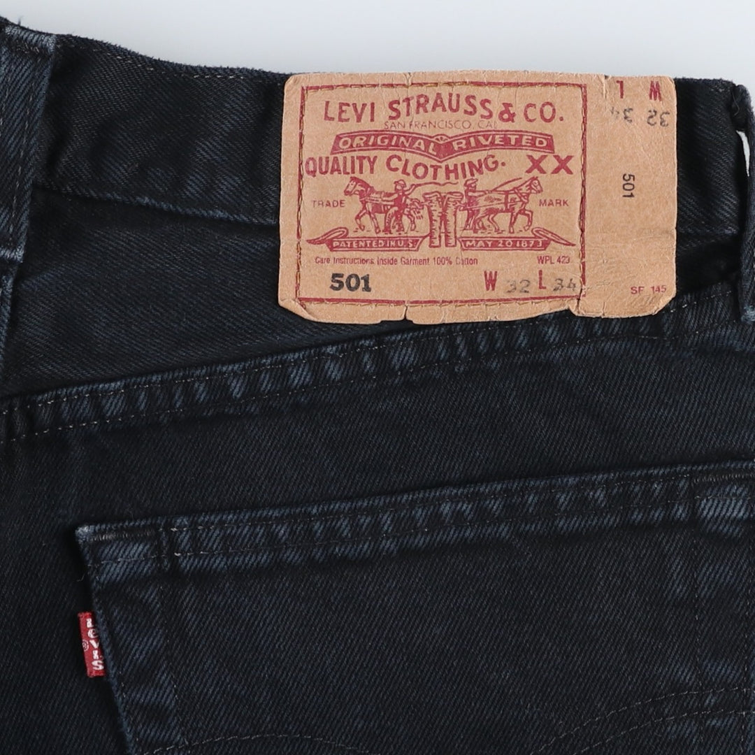 Levi's 501-0165 Euro Model Black Denim Straight Leg Jeans, Made in England, Men's W30 (approx.) cotton black type Vintage Second Hand