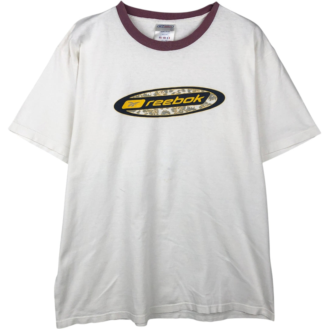 2000'S Reebok Logo Print T-Shirt, Made in USA, Men's Size L (approx.) cotton white type Vintage Second Hand