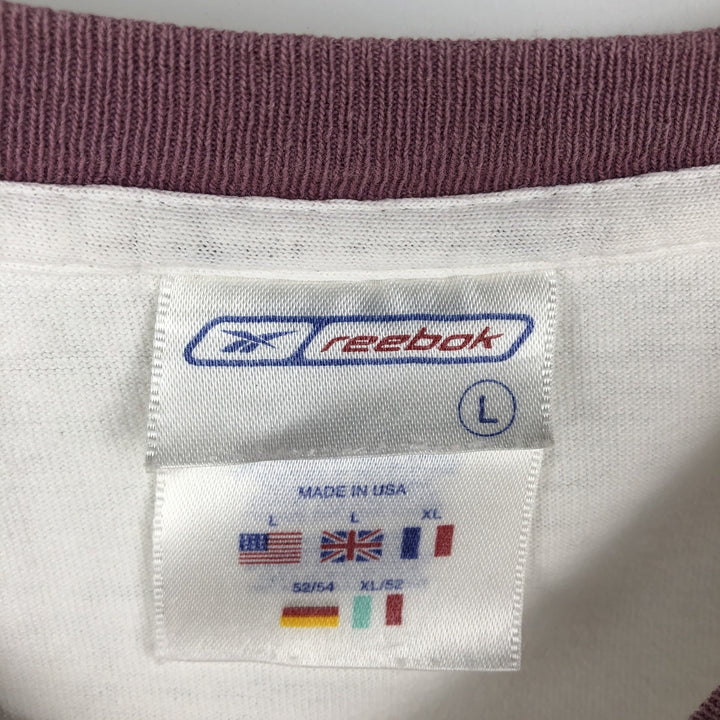 2000'S Reebok Logo Print T-Shirt, Made in USA, Men's Size L (approx.) cotton white type Vintage Second Hand