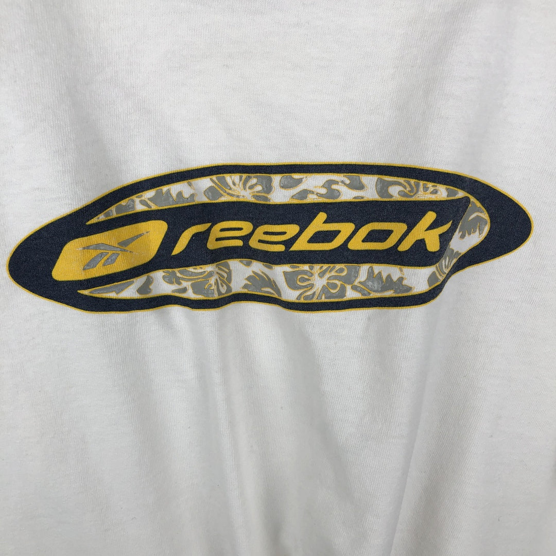 2000'S Reebok Logo Print T-Shirt, Made in USA, Men's Size L (approx.) cotton white type Vintage Second Hand