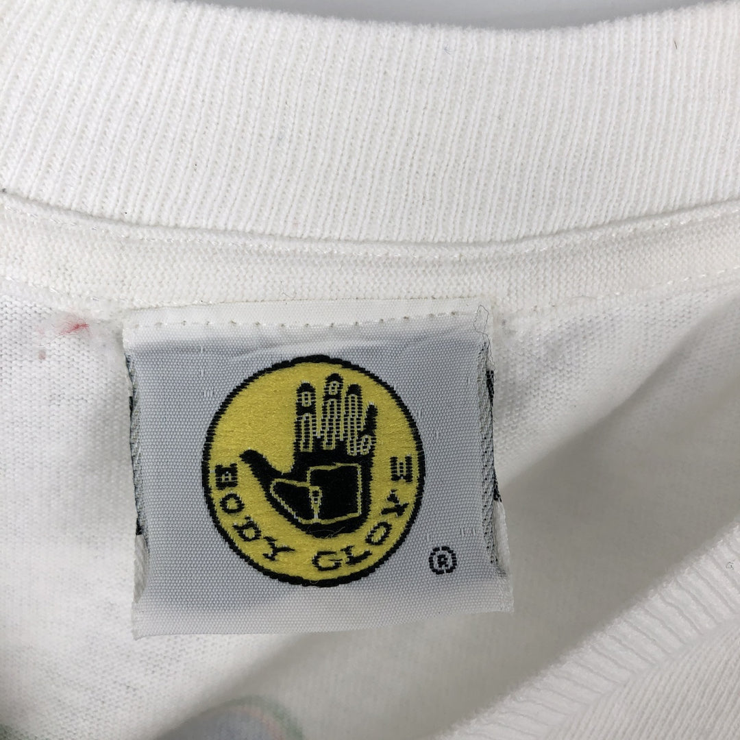 90'S BODY GLOVE sports print t-shirt, men's size L equivalent, vintage. cotton white type Vintage Second Hand
