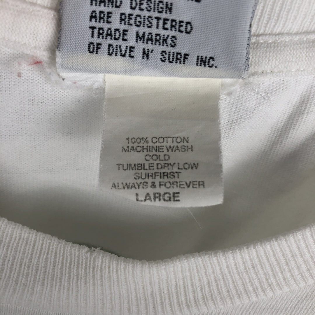 90'S BODY GLOVE sports print t-shirt, men's size L equivalent, vintage. cotton white type Vintage Second Hand
