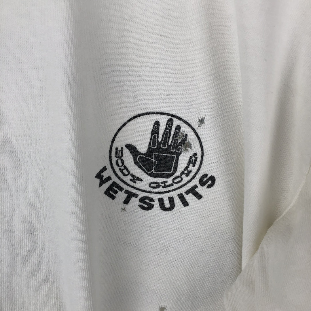 90'S BODY GLOVE sports print t-shirt, men's size L equivalent, vintage. cotton white type Vintage Second Hand