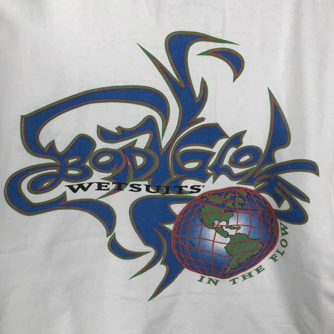 90'S BODY GLOVE sports print t-shirt, men's size L equivalent, vintage. cotton white type Vintage Second Hand