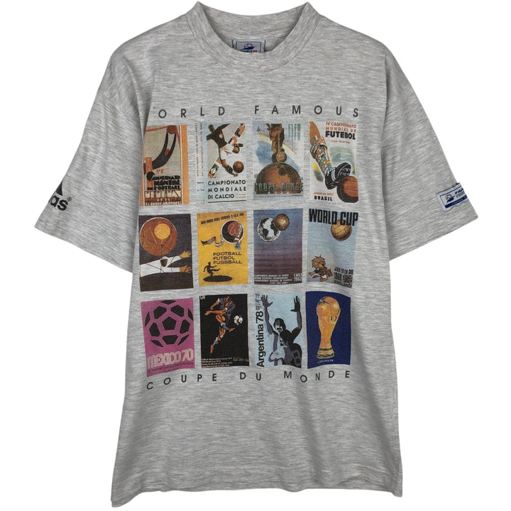90'S Adidas FIFA WORLD CUP 1998 Sports Print T-Shirt, Men's Size S (approx.), Vintage cotton gray type Vintage Second Hand