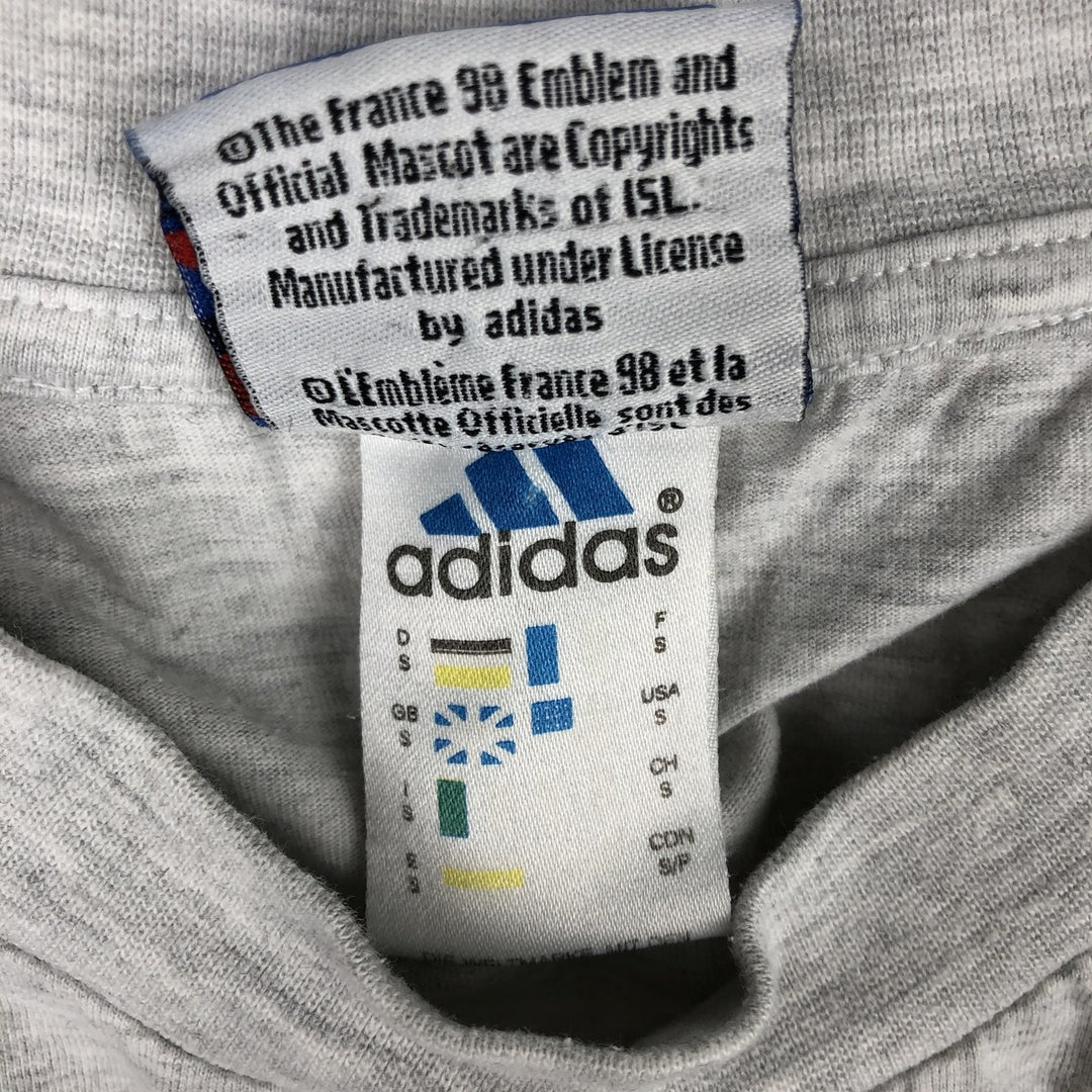 90'S Adidas FIFA WORLD CUP 1998 Sports Print T-Shirt, Men's Size S (approx.), Vintage cotton gray type Vintage Second Hand