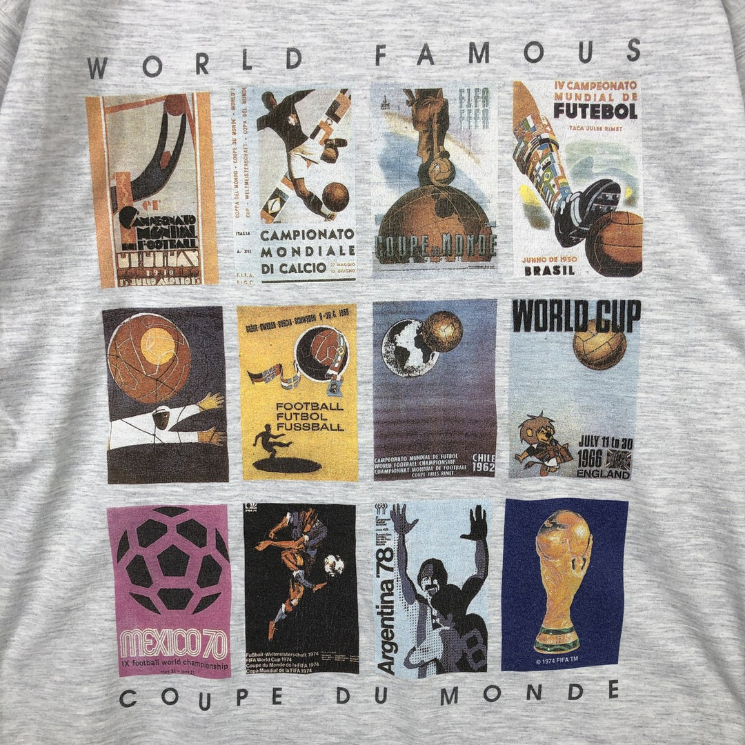 90'S Adidas FIFA WORLD CUP 1998 Sports Print T-Shirt, Men's Size S (approx.), Vintage cotton gray type Vintage Second Hand
