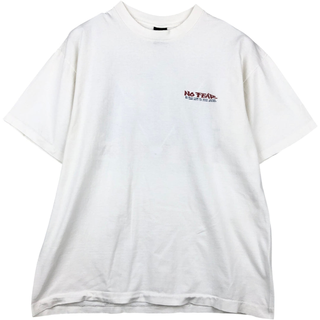 90'S NO FEAR surf/skate t-shirt, made in USA, men's size XL (approx.) cotton white type Vintage Second Hand