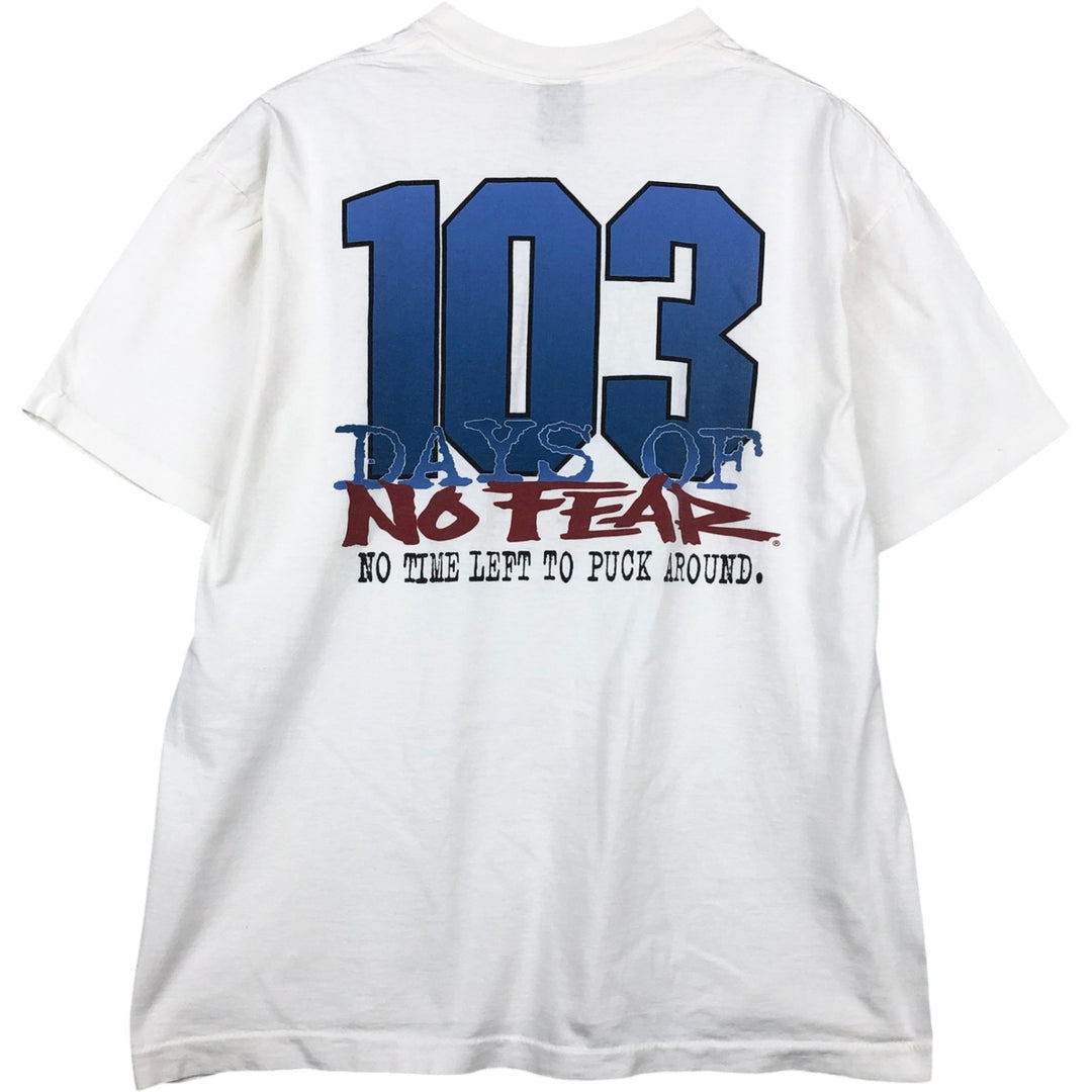 90'S NO FEAR surf/skate t-shirt, made in USA, men's size XL (approx.) cotton white type Vintage Second Hand
