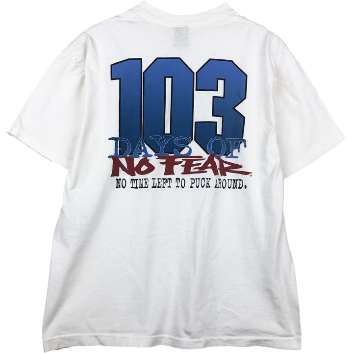 90'S NO FEAR surf/skate t-shirt, made in USA, men's size XL (approx.) cotton white type Vintage Second Hand