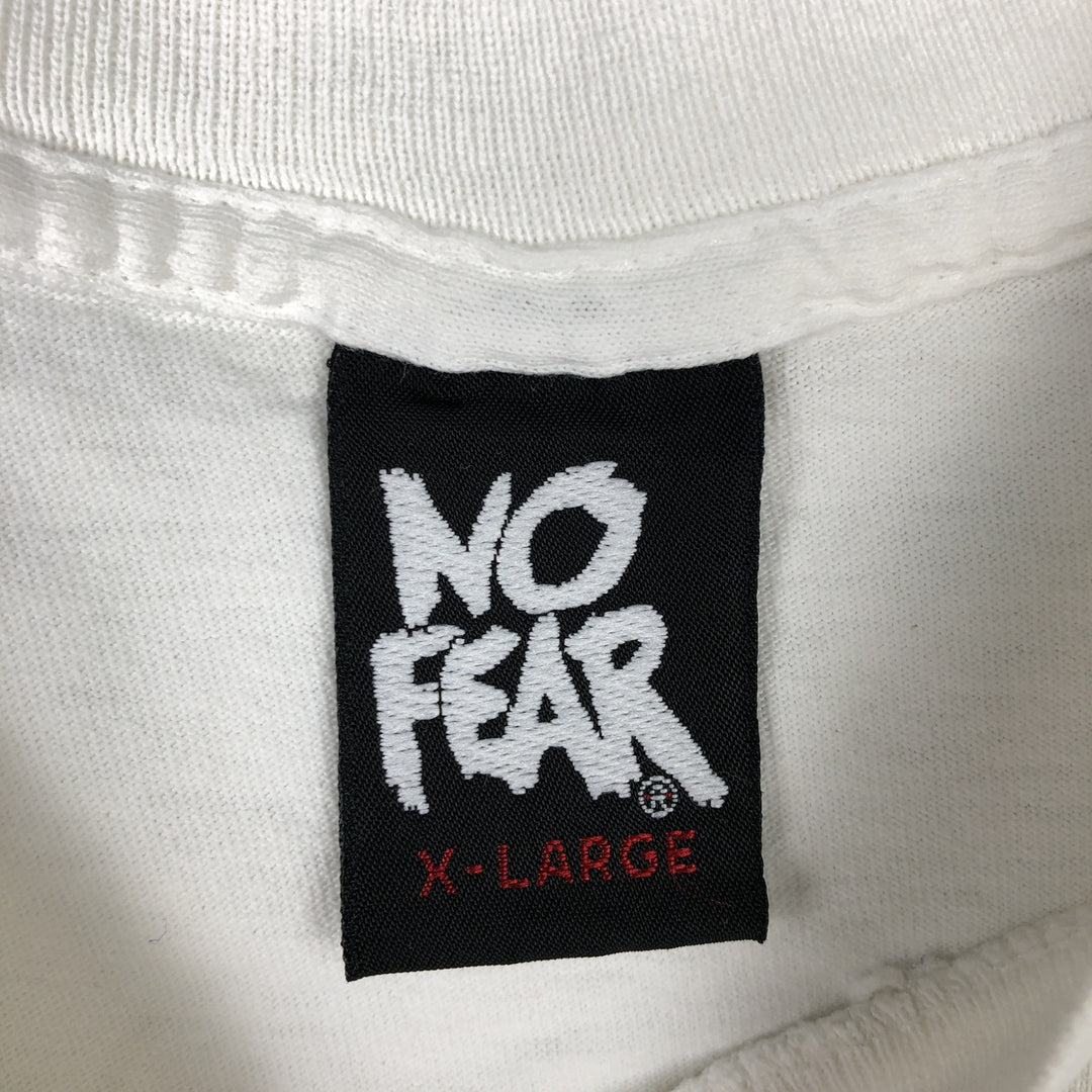90'S NO FEAR surf/skate t-shirt, made in USA, men's size XL (approx.) cotton white type Vintage Second Hand
