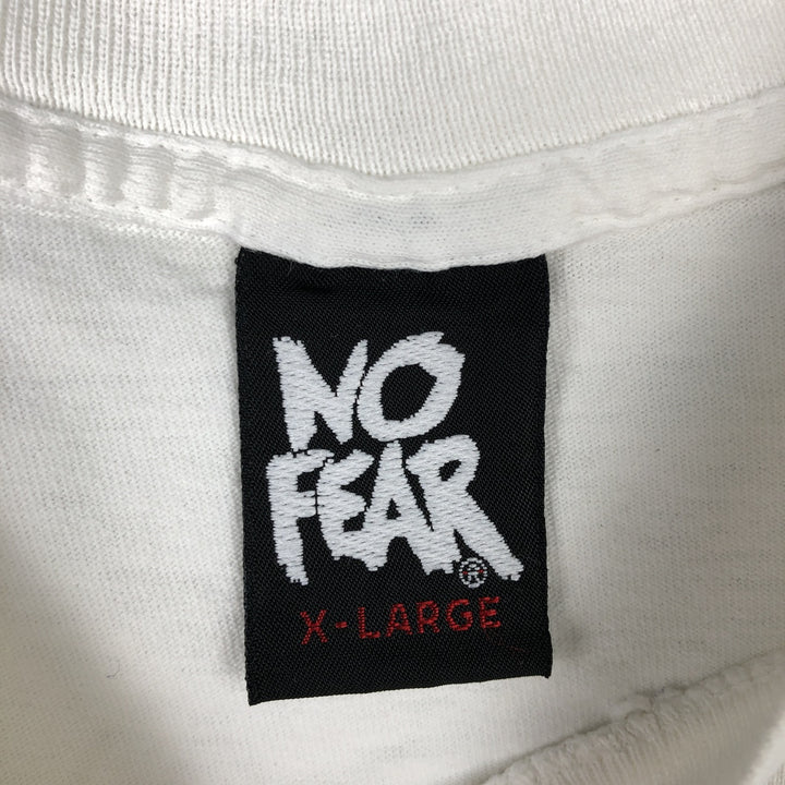 90'S NO FEAR surf/skate t-shirt, made in USA, men's size XL (approx.) cotton white type Vintage Second Hand