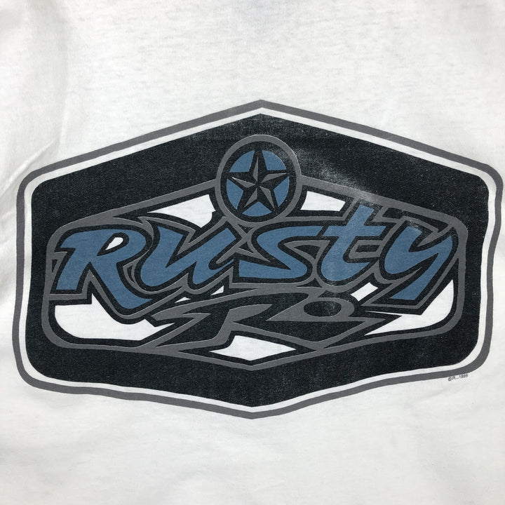 90'S Rusty Surf Skate T-Shirt, Made in USA, Men's Size M (Equivalent), Vintage cotton white type Vintage Second Hand