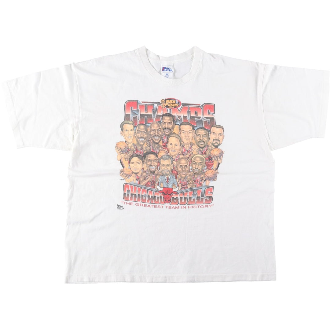 90'S PRO LAYER NBA CHICAGO BULLS Sports Print T-Shirt, Made in USA, Men's XXL equivalent, Vintage cotton white type Vintage Second Hand