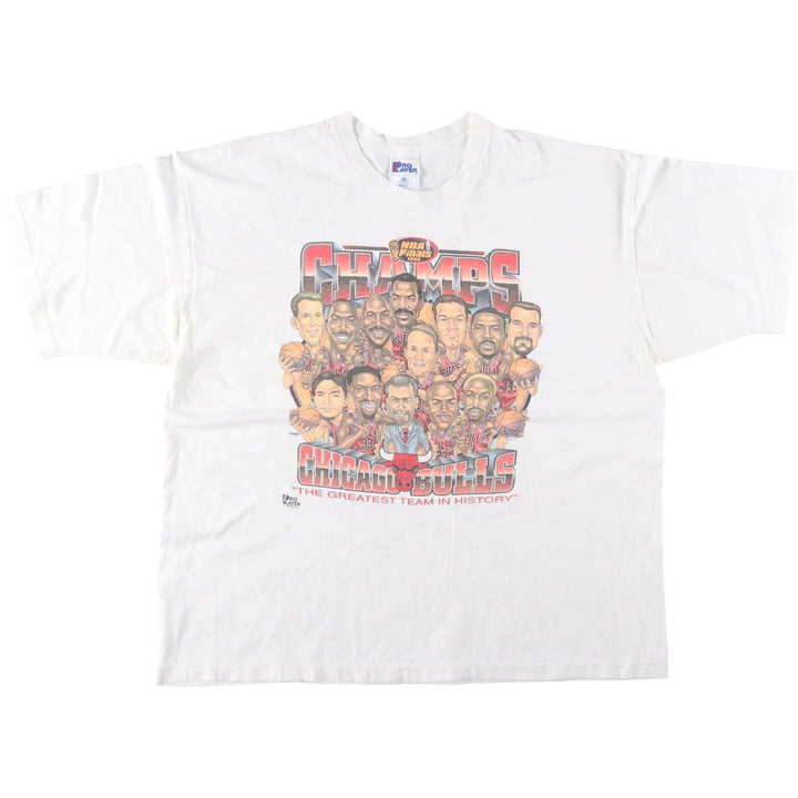 90'S PRO LAYER NBA CHICAGO BULLS Sports Print T-Shirt, Made in USA, Men's XXL equivalent, Vintage cotton white type Vintage Second Hand