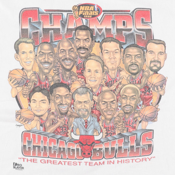 90'S PRO LAYER NBA CHICAGO BULLS Sports Print T-Shirt, Made in USA, Men's XXL equivalent, Vintage cotton white type Vintage Second Hand