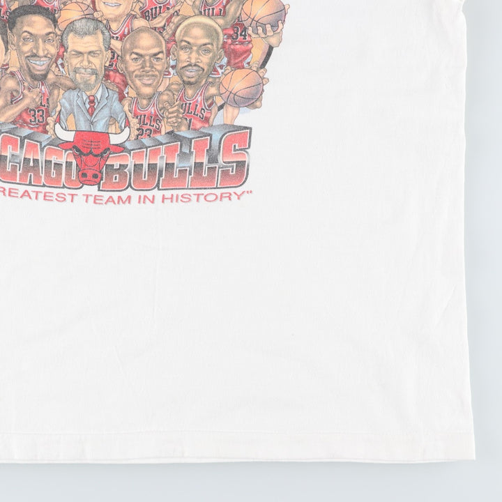 90'S PRO LAYER NBA CHICAGO BULLS Sports Print T-Shirt, Made in USA, Men's XXL equivalent, Vintage cotton white type Vintage Second Hand