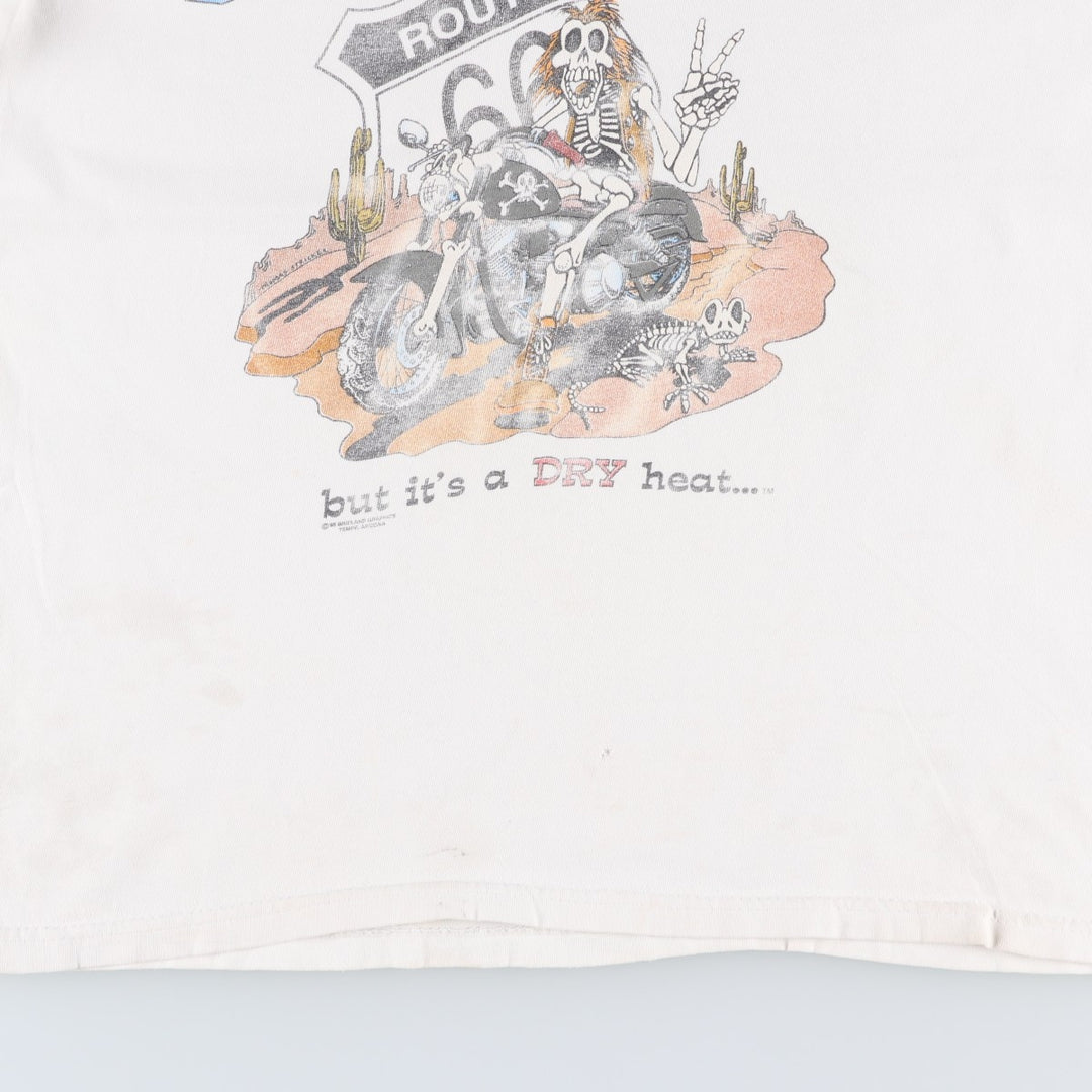 90'S Hanes Skull Pattern Motorcycle T-Shirt, Men's Size M (approx.), Vintage cotton white type Vintage Second Hand