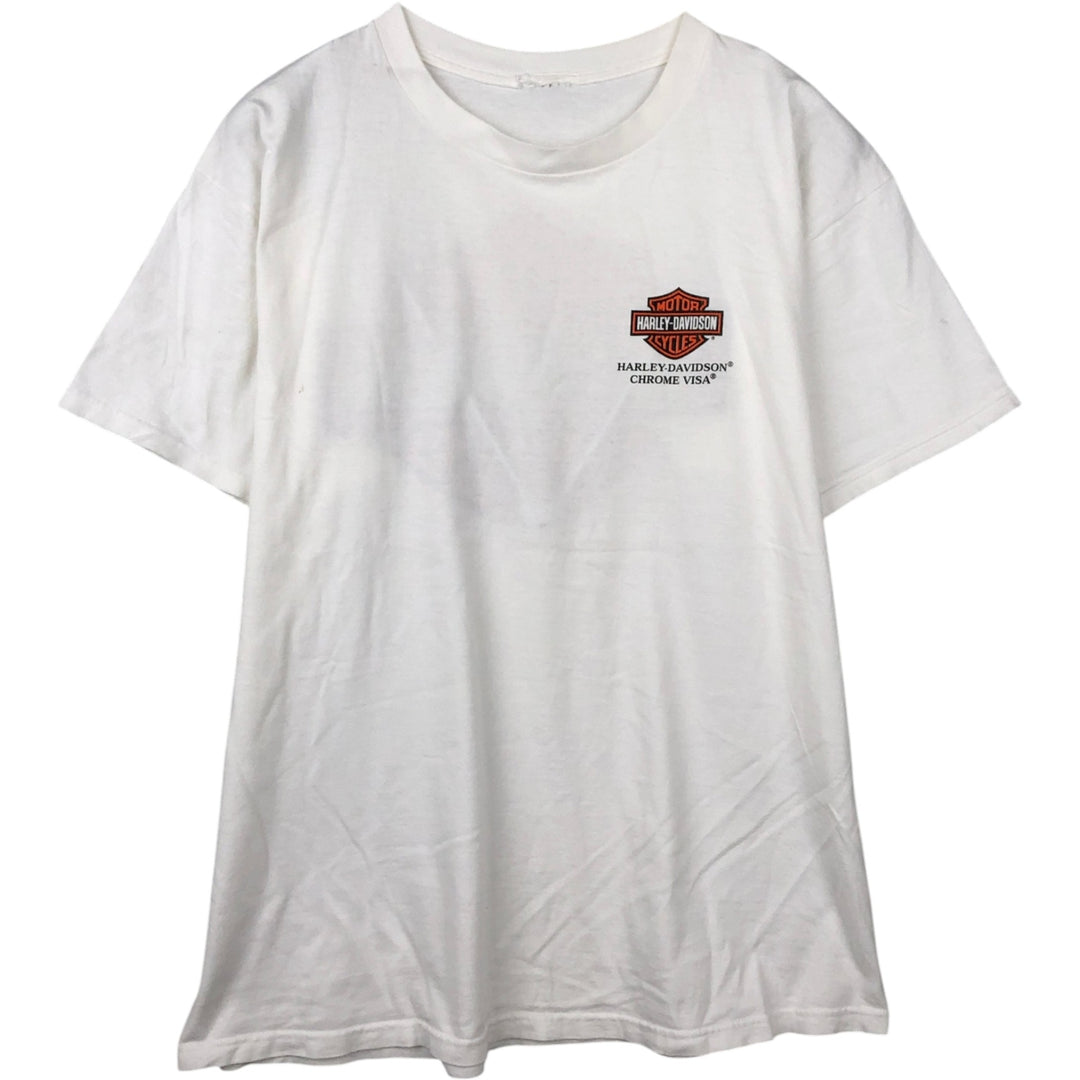 Harley-Davidson Motorcycle T-Shirt, Men's Size L (approx.) unclear white type Vintage Second Hand