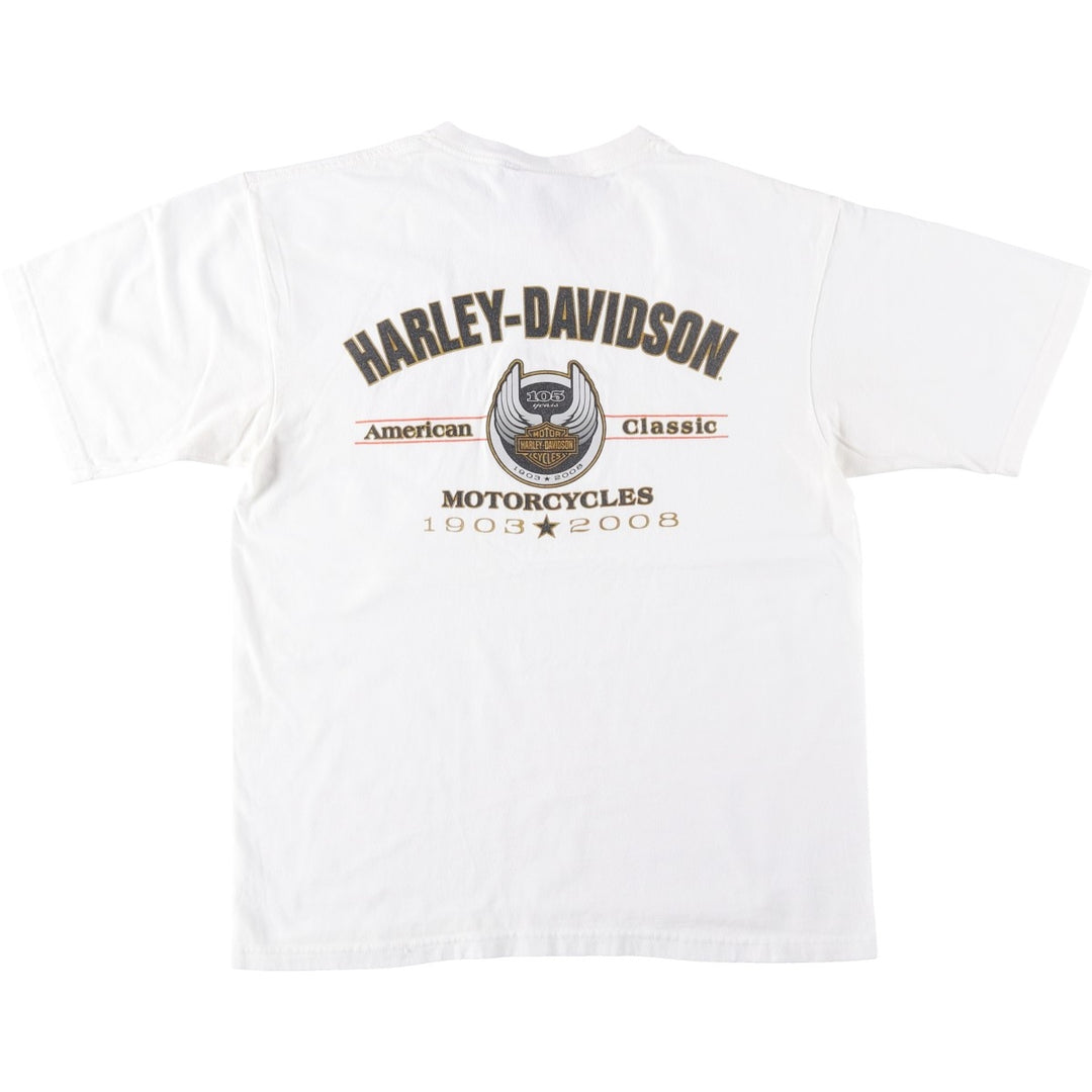 00'S Harley-Davidson Motorcycle Bike T-shirt Made in USA Men's M size cotton white type Vintage Second Hand