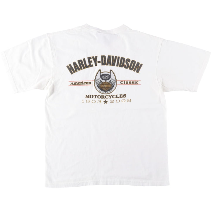 00'S Harley-Davidson Motorcycle Bike T-shirt Made in USA Men's M size cotton white type Vintage Second Hand