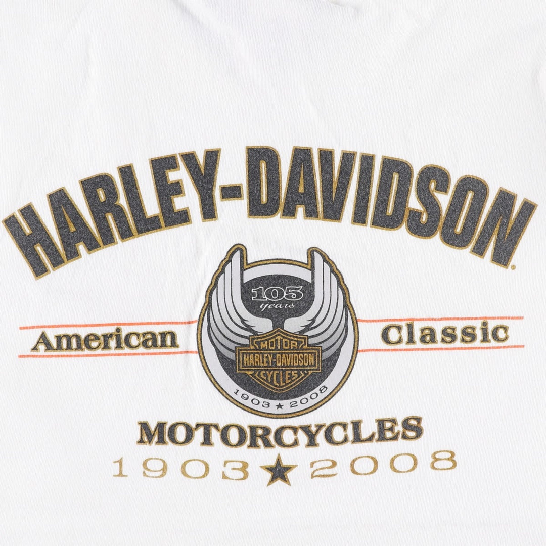 00'S Harley-Davidson Motorcycle Bike T-shirt Made in USA Men's M size cotton white type Vintage Second Hand
