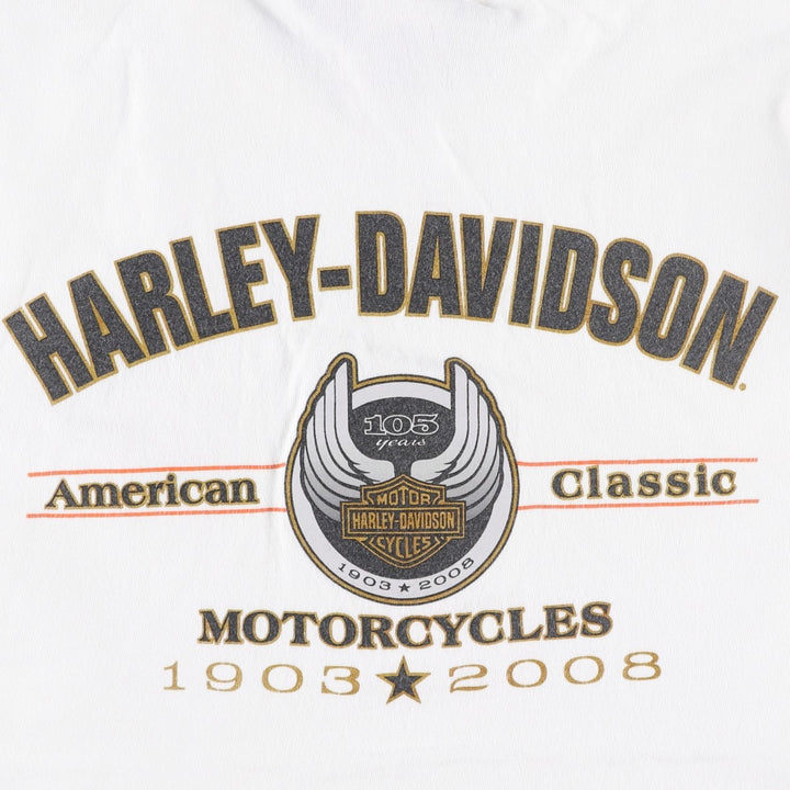 00'S Harley-Davidson Motorcycle Bike T-shirt Made in USA Men's M size cotton white type Vintage Second Hand