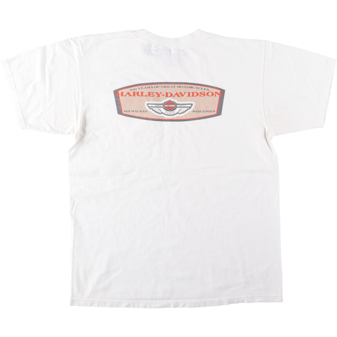 Harley-Davidson Motorcycle Bike T-shirt Made in USA Men's M size cotton white type Vintage Second Hand