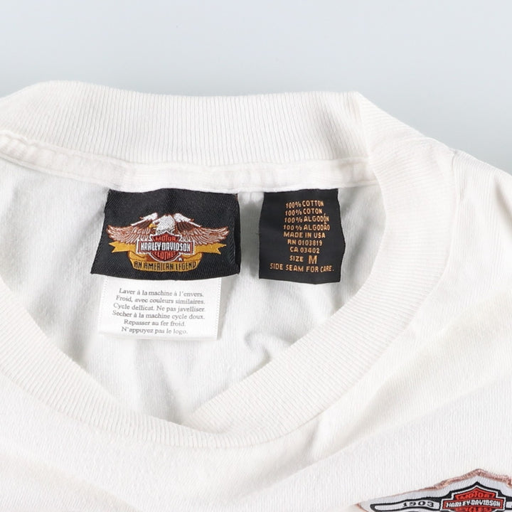 Harley-Davidson Motorcycle Bike T-shirt Made in USA Men's M size cotton white type Vintage Second Hand